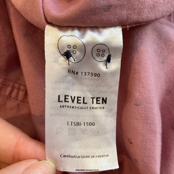 [LEVEL TEN] Button Down Short Sleeve Collared Polka Dot Print Shirt M 10 12 - Picture 7 of 8